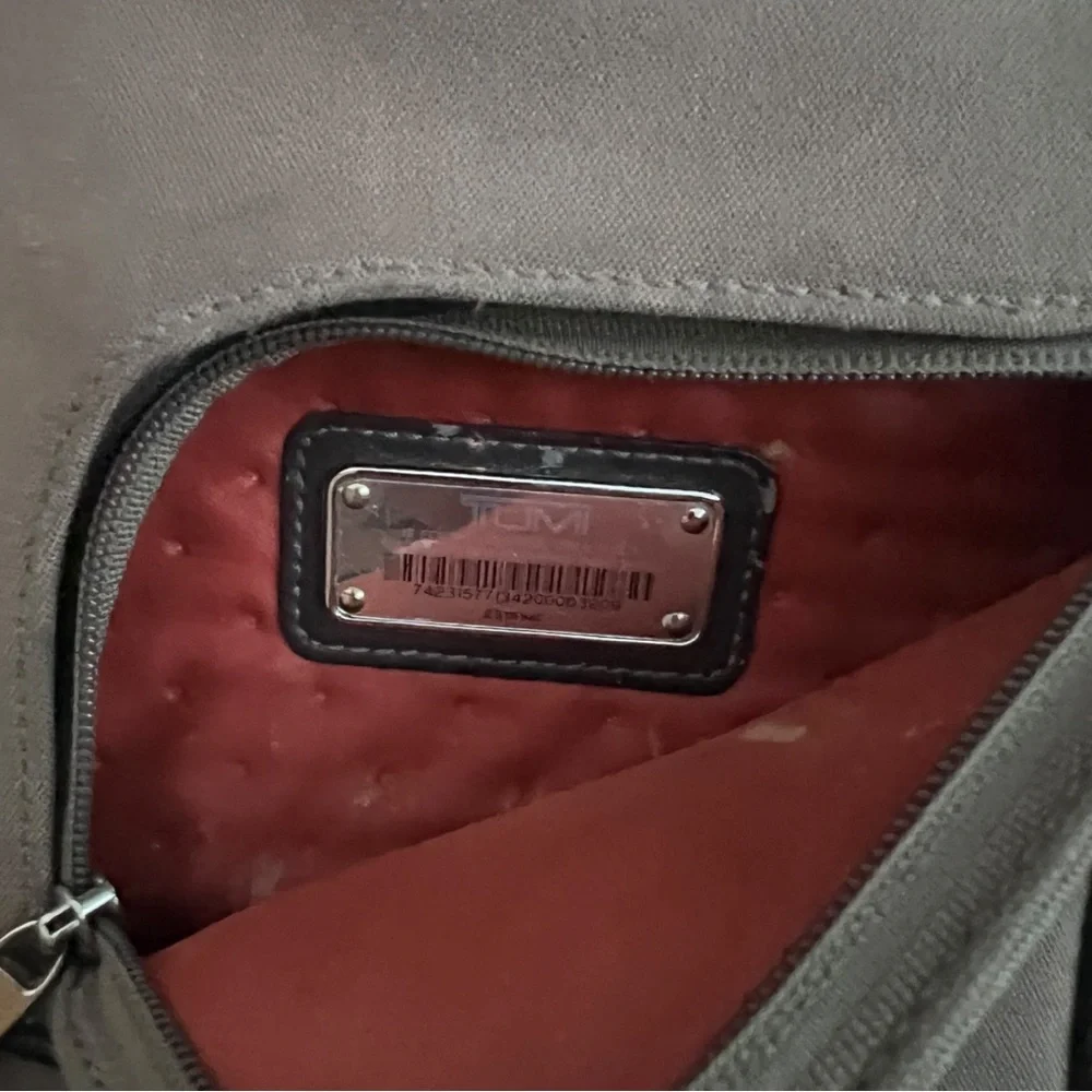 🎒‎ TUMI Canvas Leather Backpack Brown Tan Orange Interior